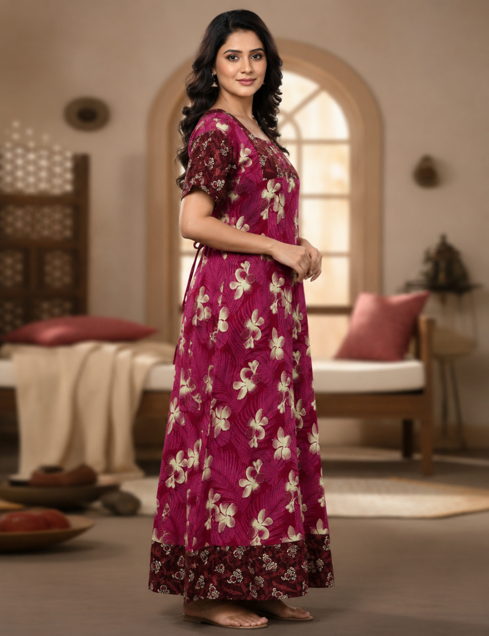 XL - Stylish Premium Frock Nighty| with Rope |Without Zip | Everyday Comfort Wear
