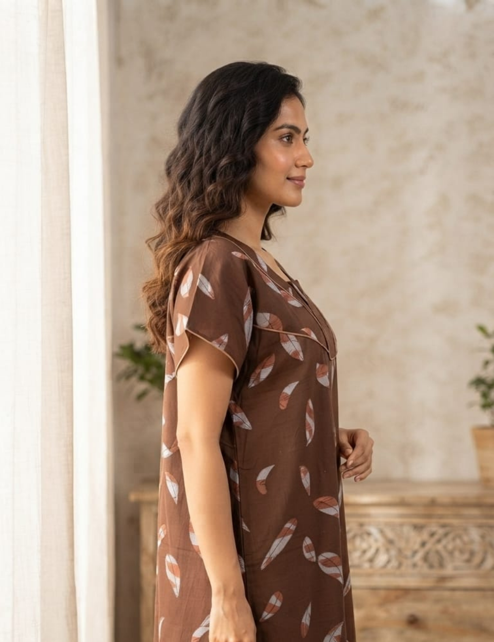 2XL Premium - Elegant Front Zip Cotton Nighty | premium pure cotton | Soft & Comfortable Daily Wear