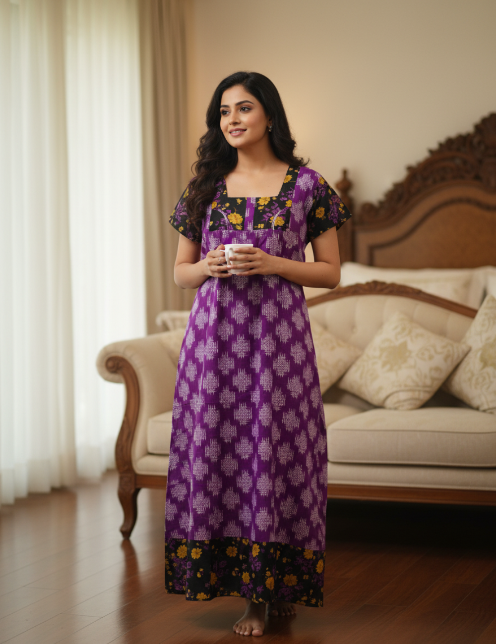 XL - Stylish Premium Frock Nighty| with Rope |Without Zip | Everyday Comfort Wear