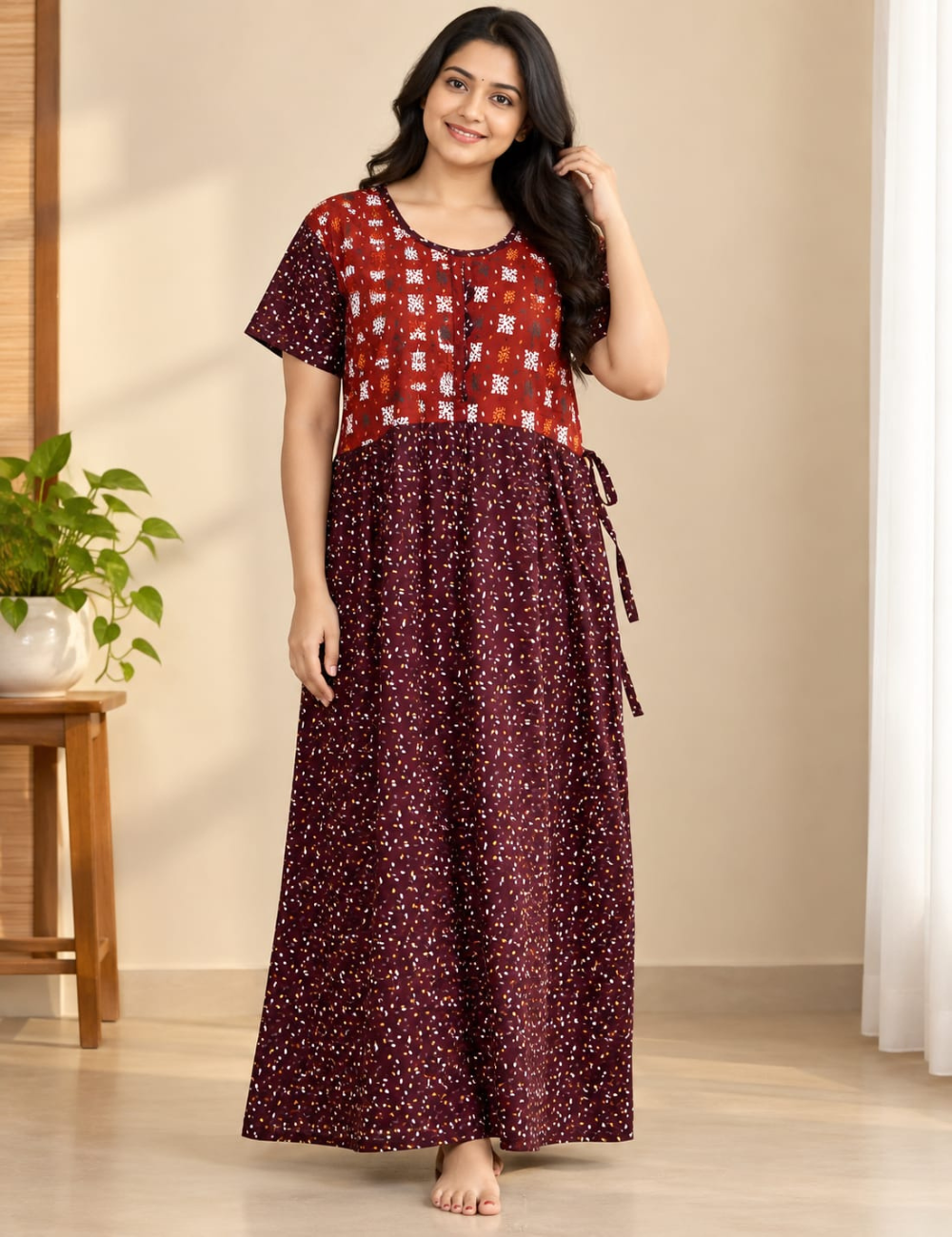 L - Size |Premium Pure Cotton | frock type Nighty