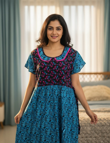 2XL Premium Frock Nighty with Adjustable Side Rope | Soft & Comfortable Daily Wear |Without Zip Pattern