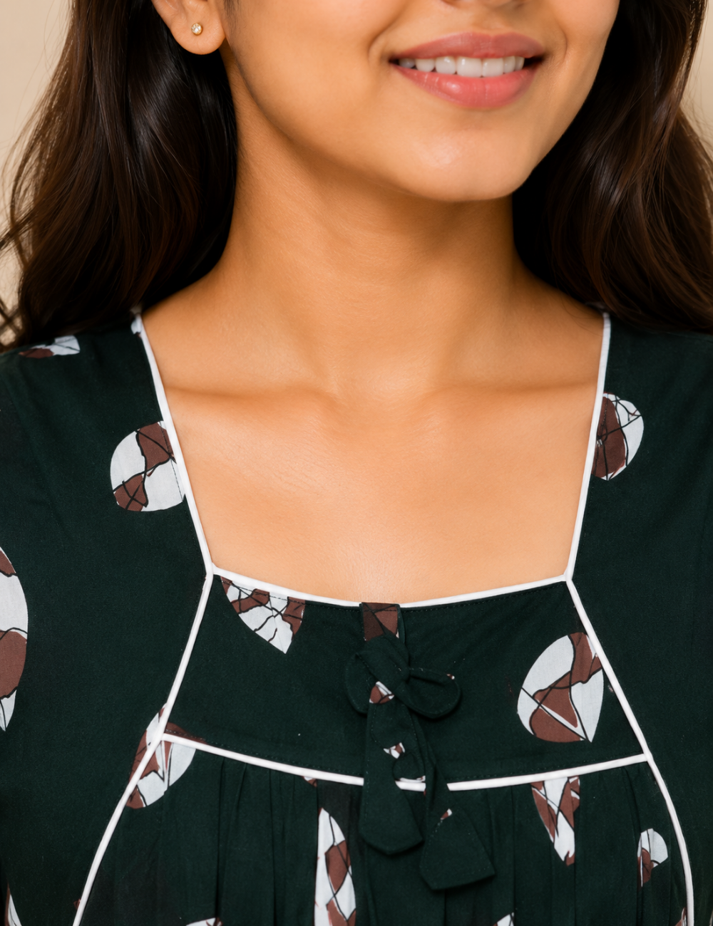 L - Size |Premium Pure Cotton | Boat Neck Nighty | with Pocket