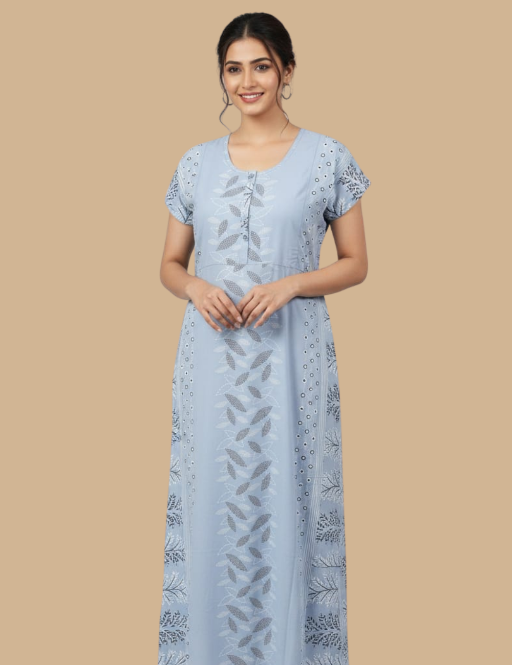 2XL Premium Frock Nighty with Adjustable Side Rope | Soft & Comfortable Daily Wear | Zip Pattern