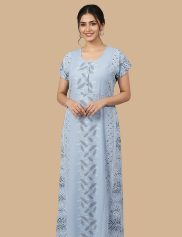 2XL Premium Frock Nighty with Adjustable Side Rope | Soft & Comfortable Daily Wear | Zip Pattern