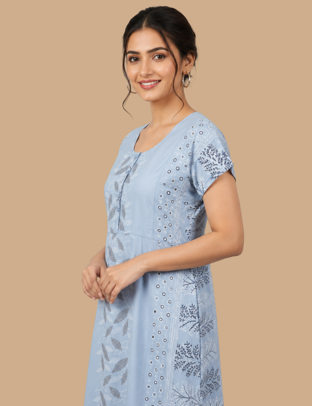2XL Premium Frock Nighty with Adjustable Side Rope | Soft & Comfortable Daily Wear | Zip Pattern