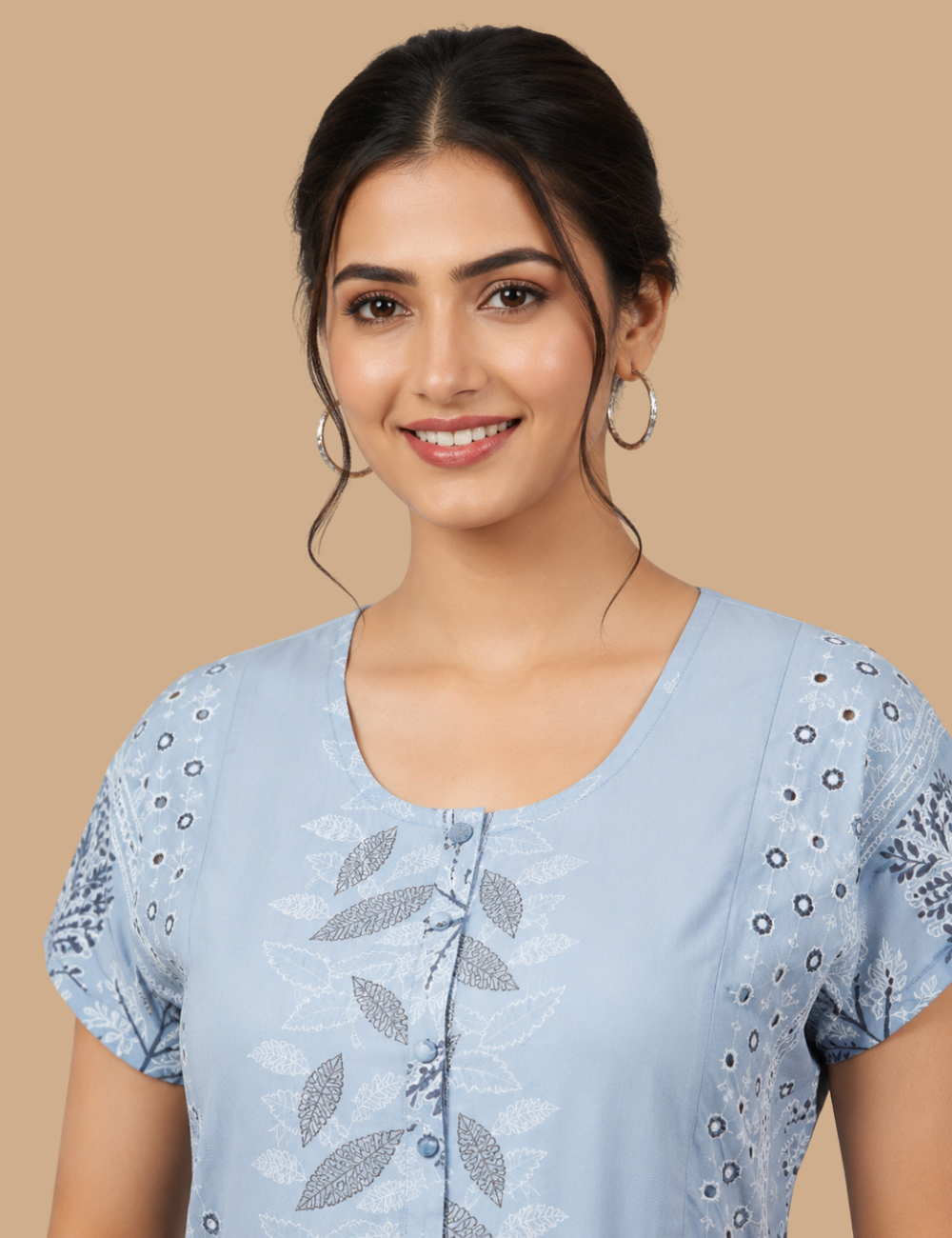 2XL Premium Frock Nighty with Adjustable Side Rope | Soft & Comfortable Daily Wear | Zip Pattern