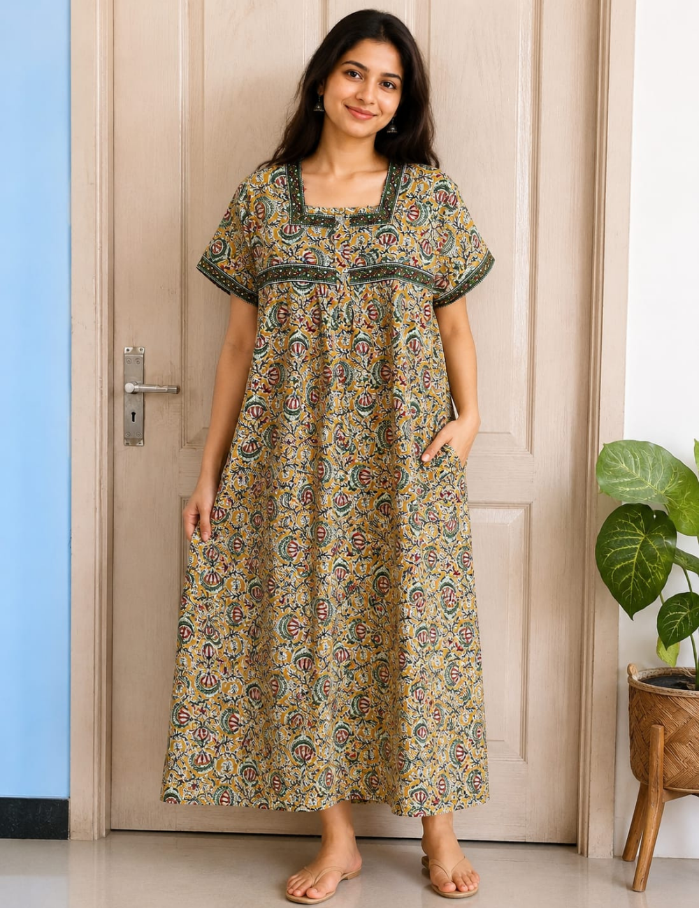 XL Premium Jyothi Cotton Printed Nighty for Women | Soft & Breathable Cotton | Relaxed Comfortable Fit