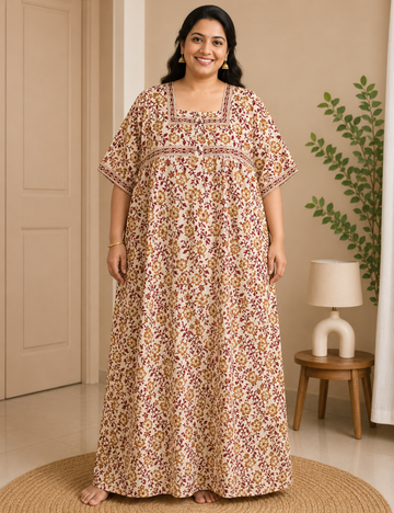 4xl/5XL Premium Jyothi Cotton Printed Nighty for Women | Soft & Breathable Cotton | Relaxed Comfortable Fit
