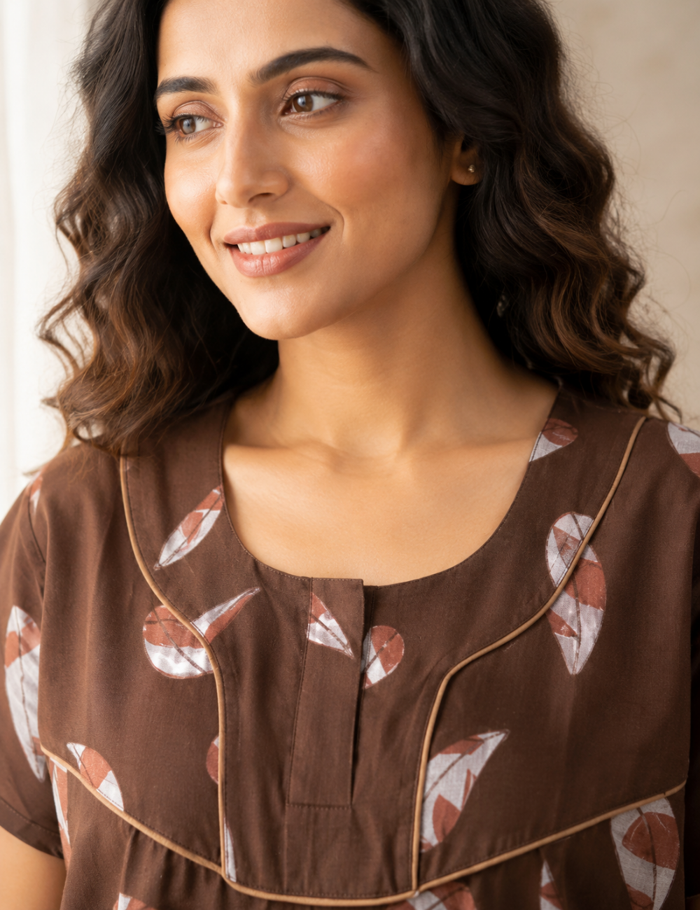 2XL Premium - Elegant Front Zip Cotton Nighty | premium pure cotton | Soft & Comfortable Daily Wear