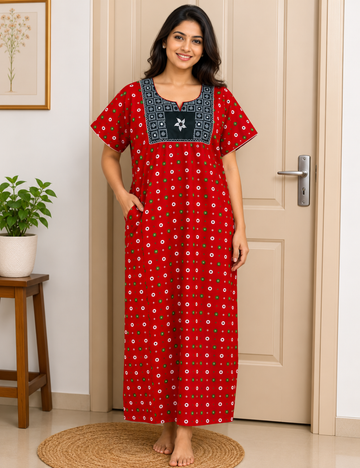XL -COMBO Embroidery |Ecomomy Plus Nighty |Without Zip | Everyday Comfort Wear