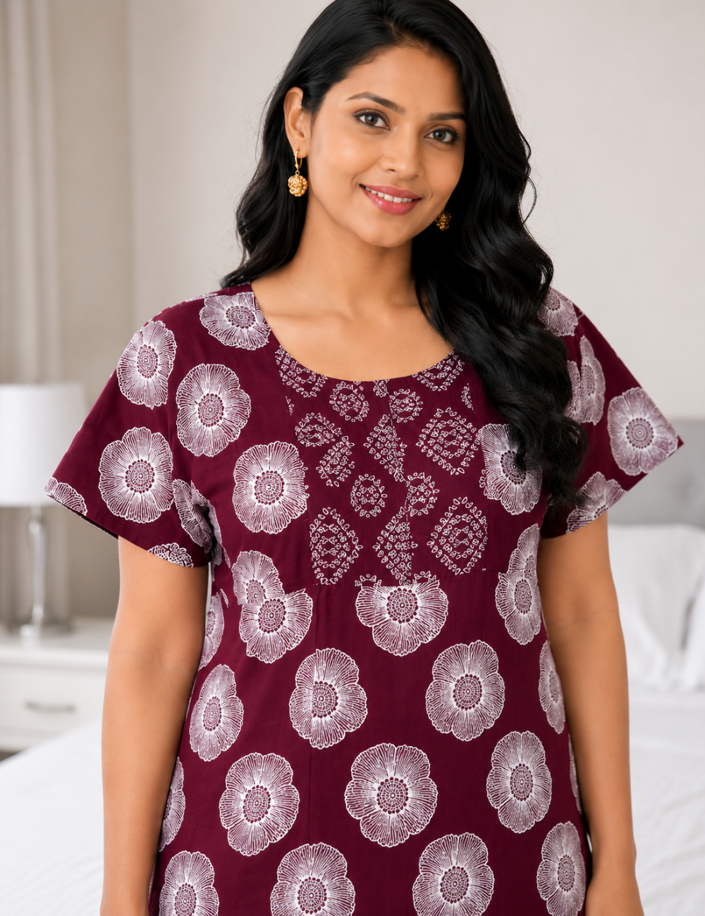 2XL Premium - Elegant Front Zip Cotton Nighty | premium pure cotton | Soft & Comfortable Daily Wear (Copy)