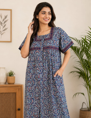 XL Premium Jyothi Cotton Printed Nighty for Women | Soft & Breathable Cotton | Relaxed Comfortable Fit
