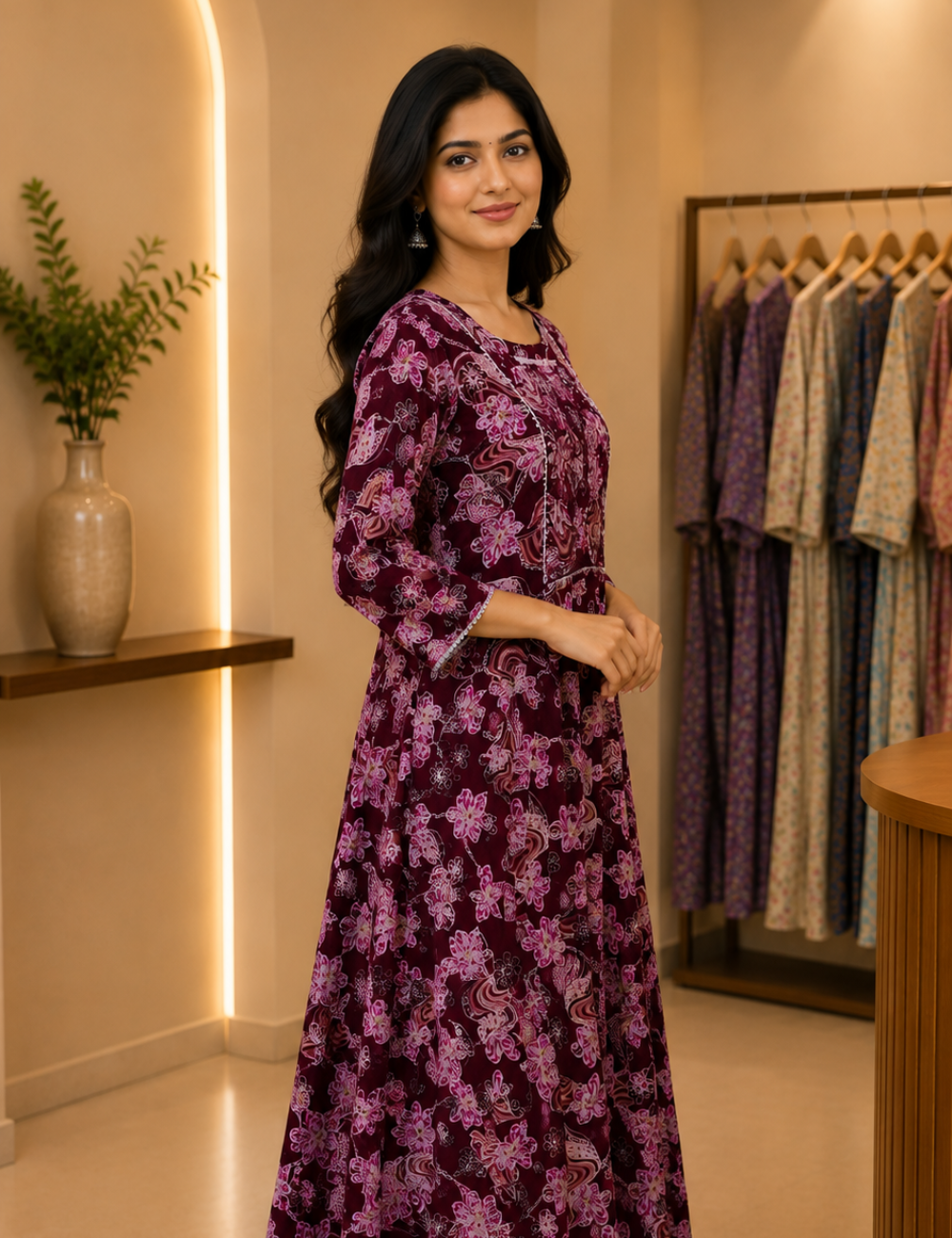 2XL-Size Anarkali long Kurti – Elegant Everyday|Soft Rayon Kurti