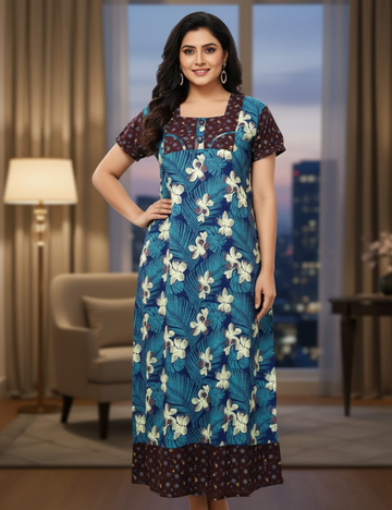 2XL Premium Frock Nighty with Adjustable Side Rope | Soft & Comfortable Daily Wear |Without Zip Pattern