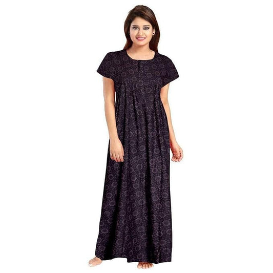 Women's Cotton Printed Gown Ankle Length Nighty Free Size (Pack of 2)