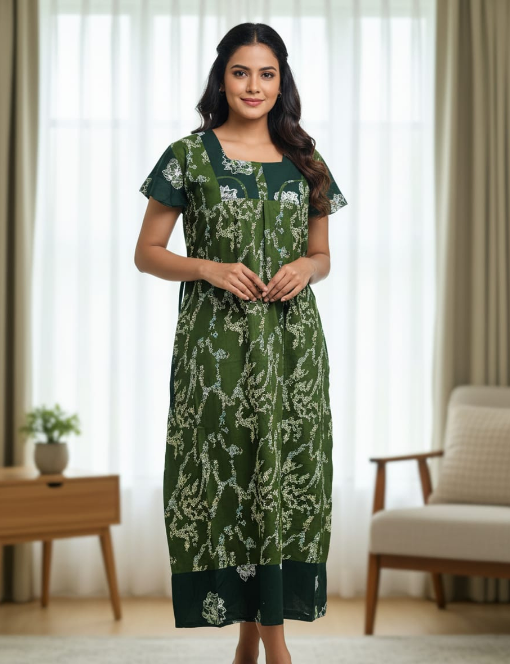 2XL Premium Frock Nighty with Adjustable Side Rope | Soft & Comfortable Daily Wear |Without Zip Pattern