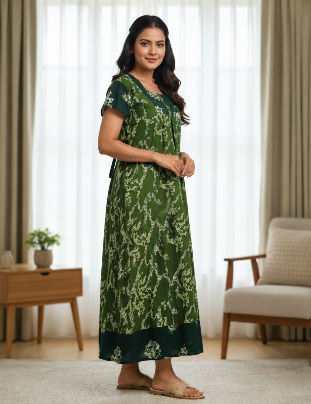 2XL Premium Frock Nighty with Adjustable Side Rope | Soft & Comfortable Daily Wear |Without Zip Pattern
