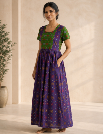 2XL Women's Premium Designer |With Rope|Pure cotton |Without Zip Pattern Nighty | Soft Comfortable Daily Wear Nightdress