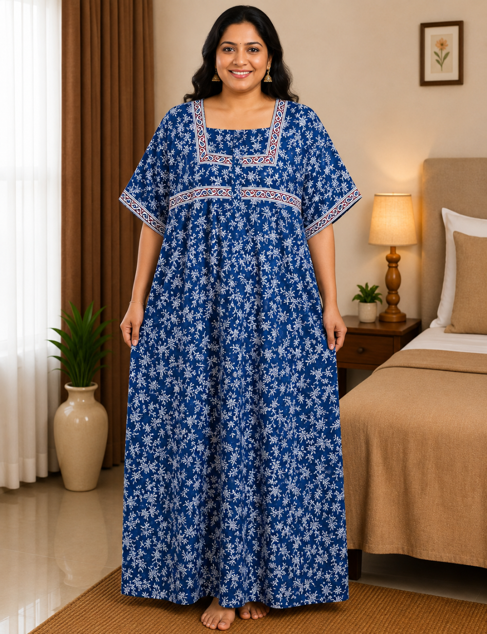 2xl/3XL Premium Jyothi Cotton Printed Nighty for Women | Soft & Breathable Cotton | Relaxed Comfortable Fit|