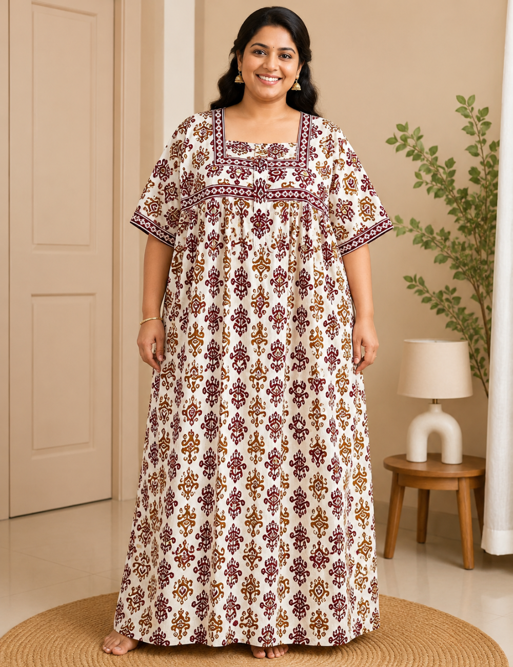 2xl/3XL Premium Jyothi Cotton Printed Nighty for Women | Soft & Breathable Cotton | Relaxed Comfortable Fit