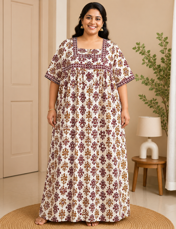 2xl/3XL Premium Jyothi Cotton Printed Nighty for Women | Soft & Breathable Cotton | Relaxed Comfortable Fit