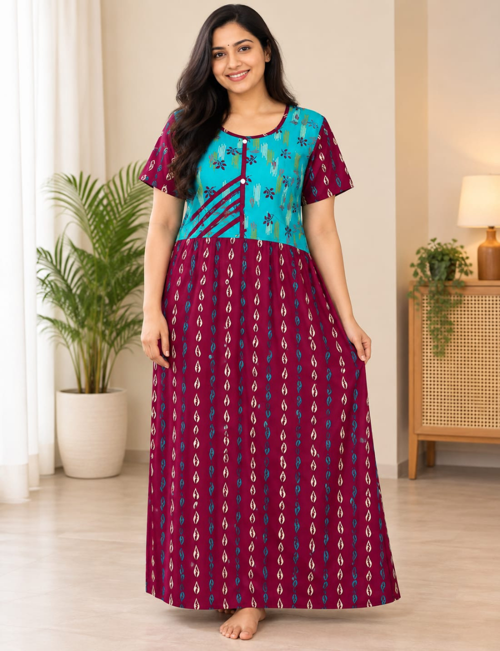 L - Size |Premium Pure Cotton | frock type Nighty