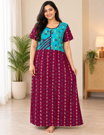 L - Size |Premium Pure Cotton | frock type Nighty