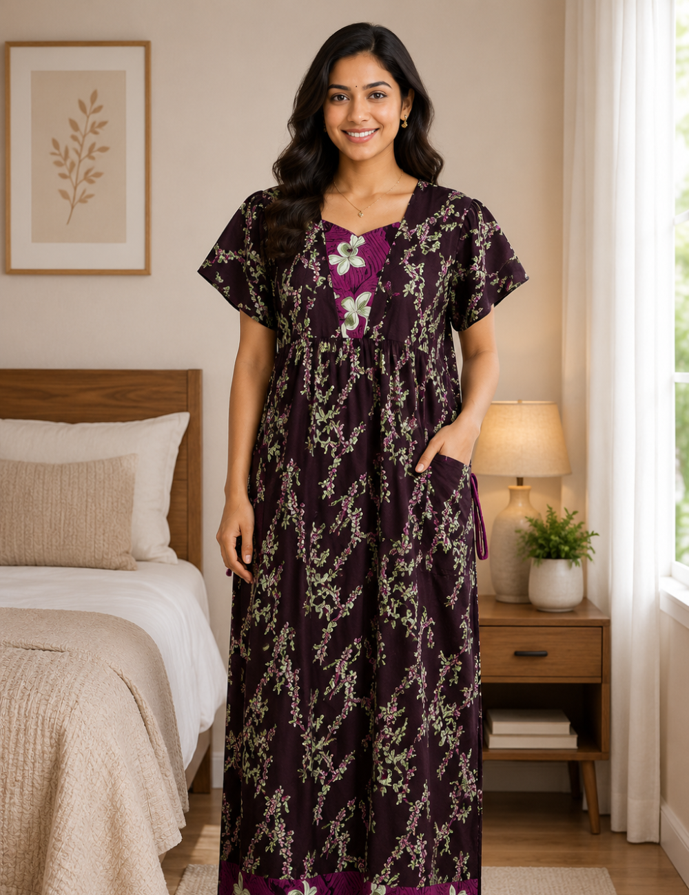 XL - Stylish Premium Frock Nighty| with Rope |Without Zip | Everyday Comfort Wear