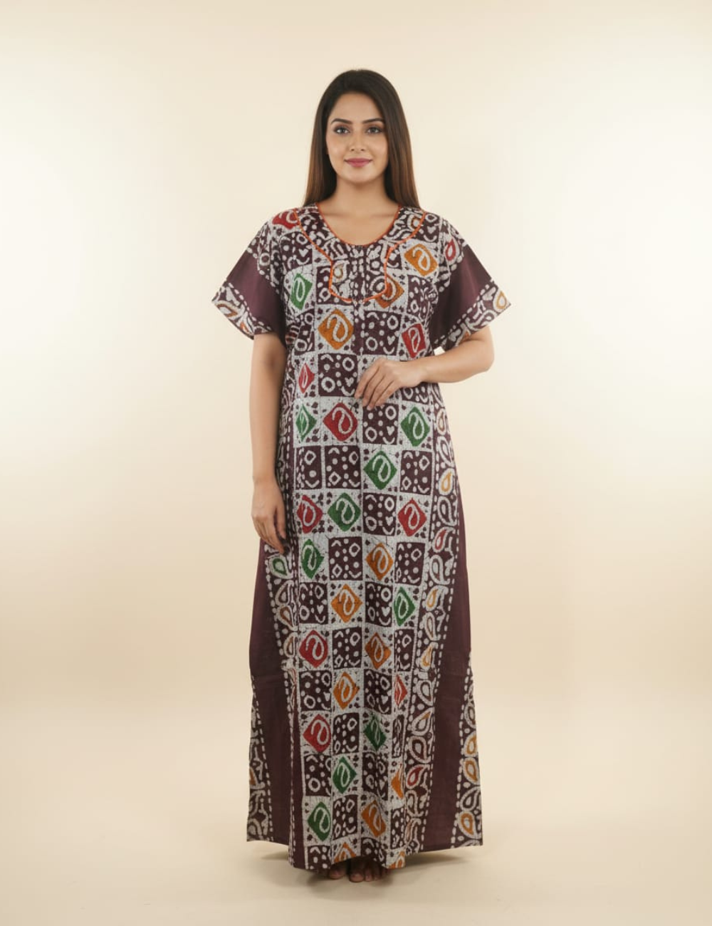 2XL Premium - Elegant Front Zip Cotton Nighty | premium pure cotton | Soft & Comfortable Daily Wear
