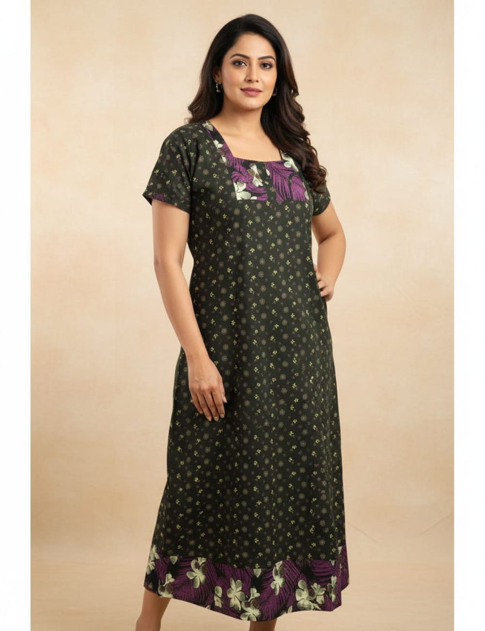 2XL Premium Frock Nighty with Adjustable Side Rope | Soft & Comfortable Daily Wear |Without Zip Pattern