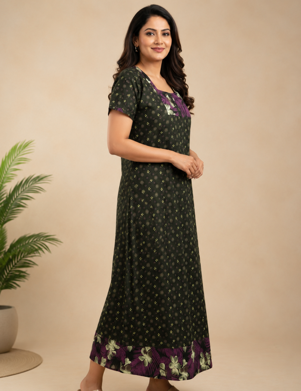 2XL Premium Frock Nighty with Adjustable Side Rope | Soft & Comfortable Daily Wear |Without Zip Pattern