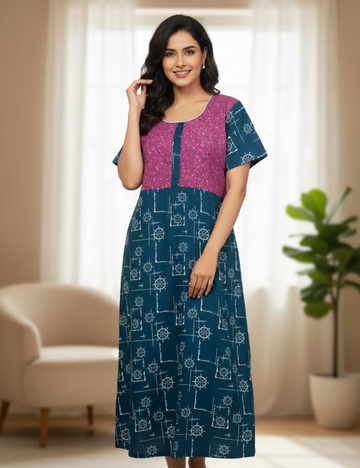 2XL Premium Frock Nighty with Adjustable Side Rope | Soft & Comfortable Daily Wear |Without Zip Pattern