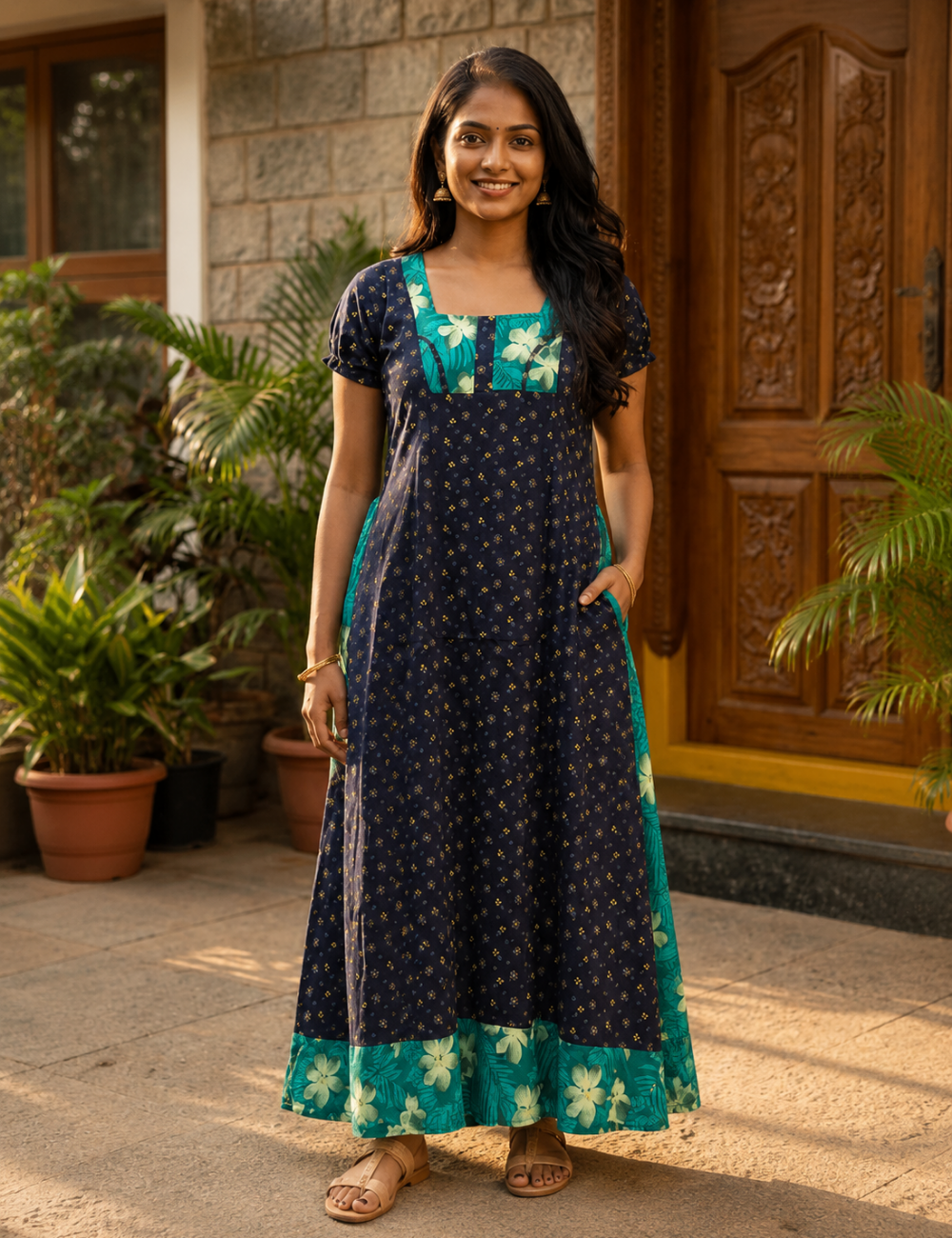 2XL Premium Frock Nighty with Adjustable Side Rope | Soft & Comfortable Daily Wear |Without Zip Pattern