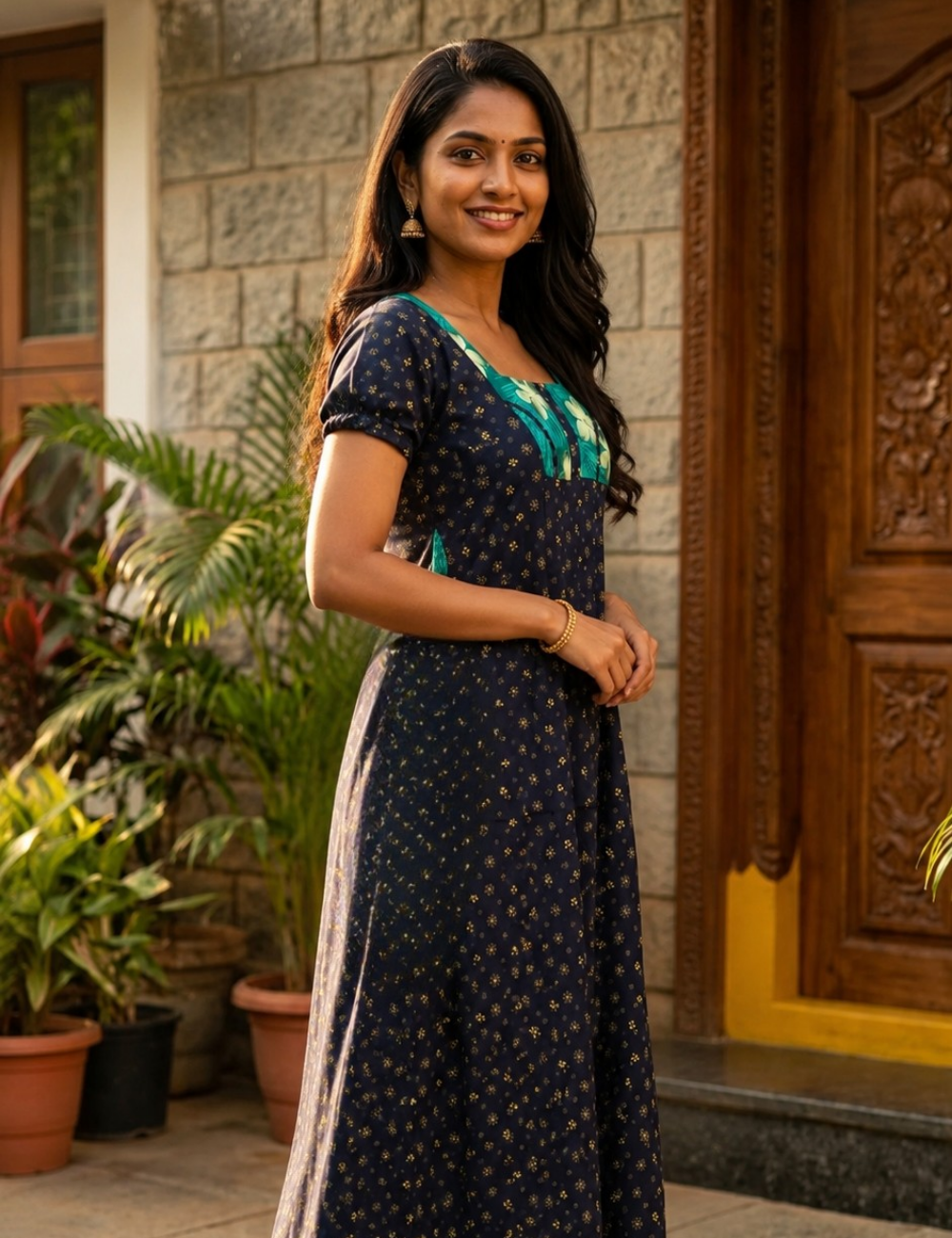 2XL Premium Frock Nighty with Adjustable Side Rope | Soft & Comfortable Daily Wear |Without Zip Pattern