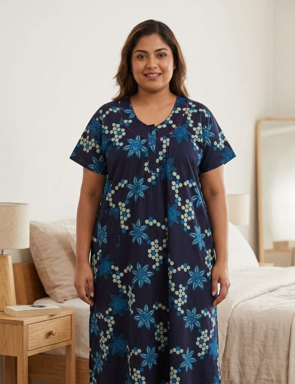 3XL Zip Nighties | Pure Cotton | Extra Comfort Plus Size Nightwear