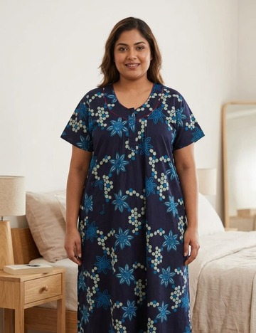 3XL Zip Nighties | Pure Cotton | Extra Comfort Plus Size Nightwear