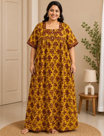 2xl/3XL Premium Jyothi Cotton Printed Nighty for Women | Soft & Breathable Cotton | Relaxed Comfortable Fit