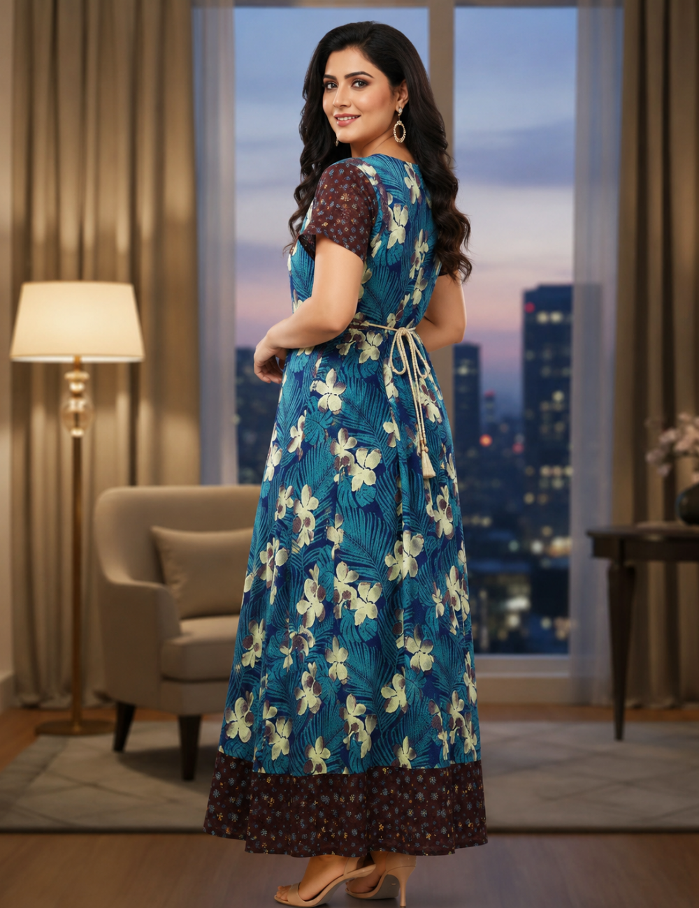 2XL Premium Frock Nighty with Adjustable Side Rope | Soft & Comfortable Daily Wear |Without Zip Pattern