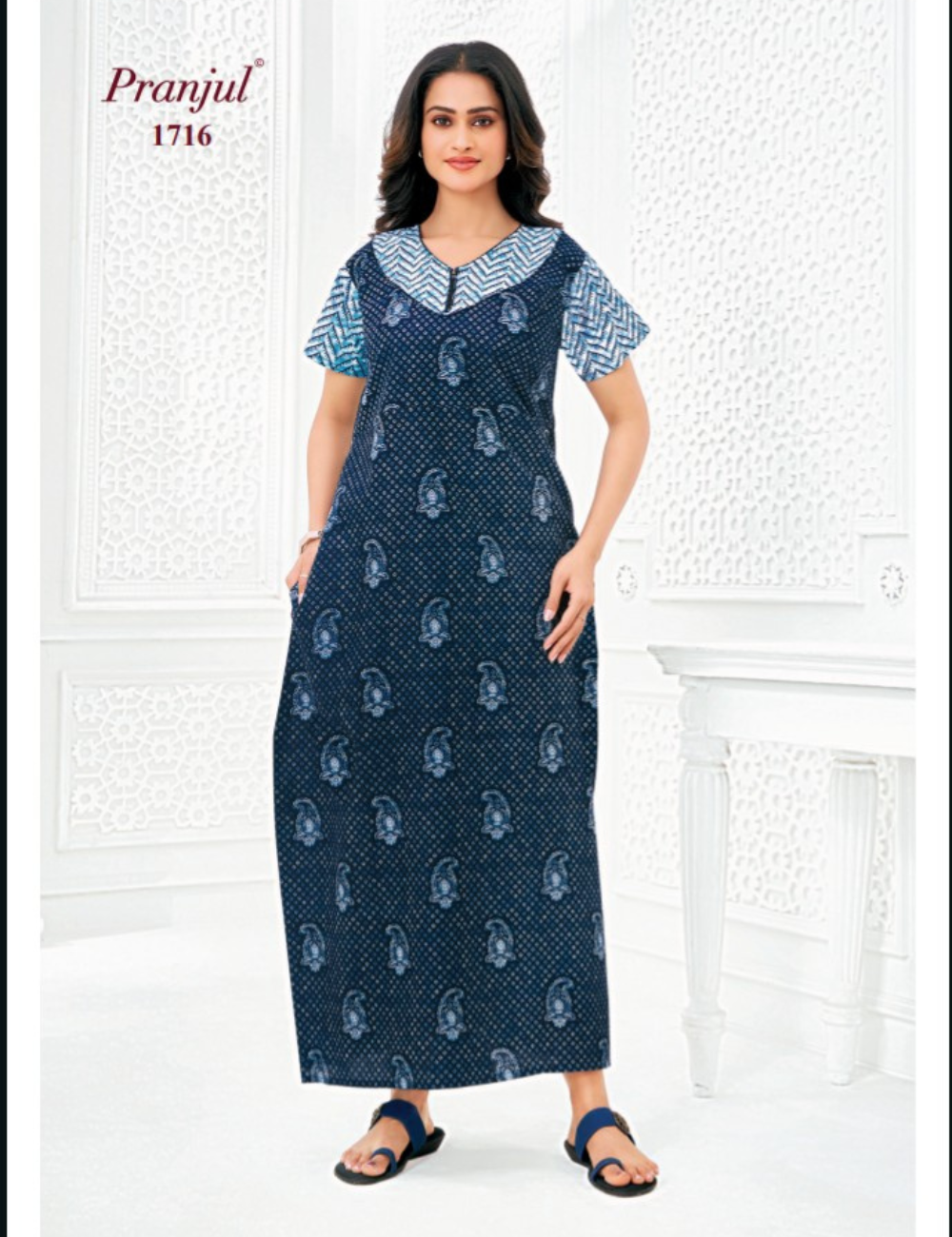 3xl Designer neck–|Zip|Extra Comfort Plus Size Nightwear|Pure Cotton | pranjul nighties