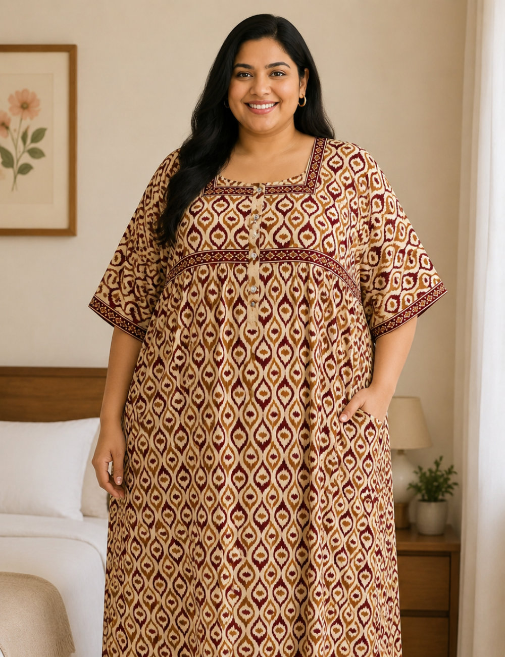 4xl/5XL Premium Jyothi Cotton Printed Nighty for Women | Soft & Breathable Cotton | Relaxed Comfortable Fit