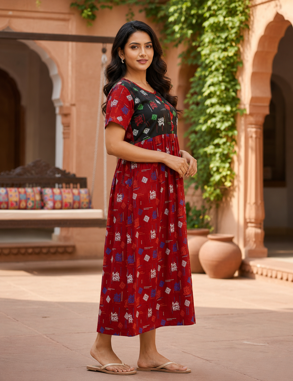 XL - Stylish Premium Frock Nighty| with Rope |Without Zip | Everyday Comfort Wear