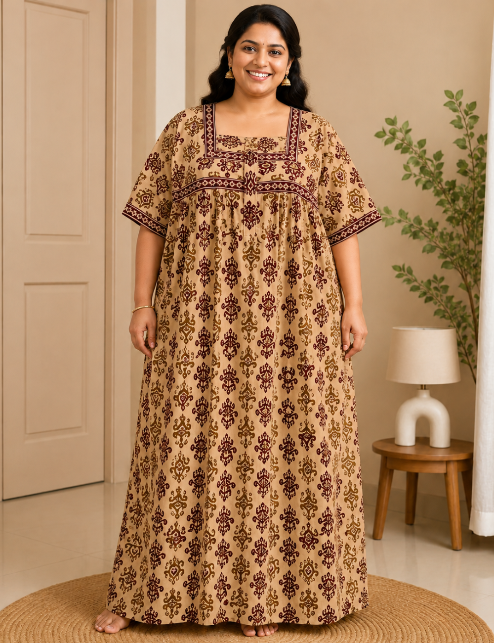 2xl/3XL Premium Jyothi Cotton Printed Nighty for Women | Soft & Breathable Cotton | Relaxed Comfortable Fit|
