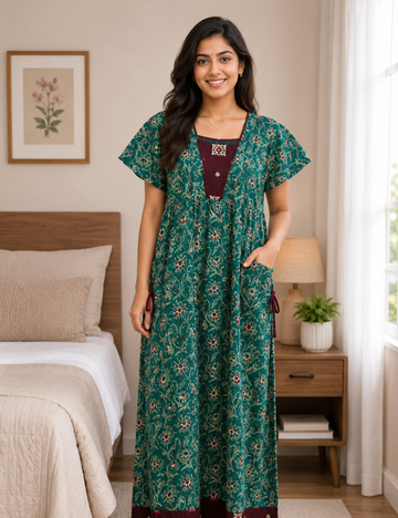 XL - Stylish Premium Frock Nighty| with Rope |Without Zip | Everyday Comfort Wear
