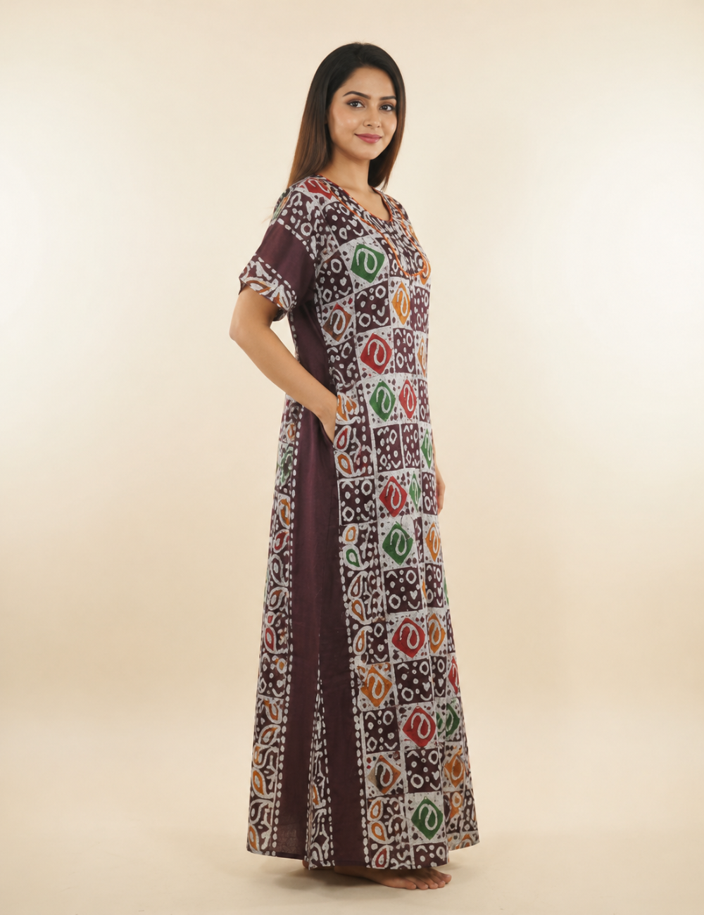 2XL Premium - Elegant Front Zip Cotton Nighty | premium pure cotton | Soft & Comfortable Daily Wear