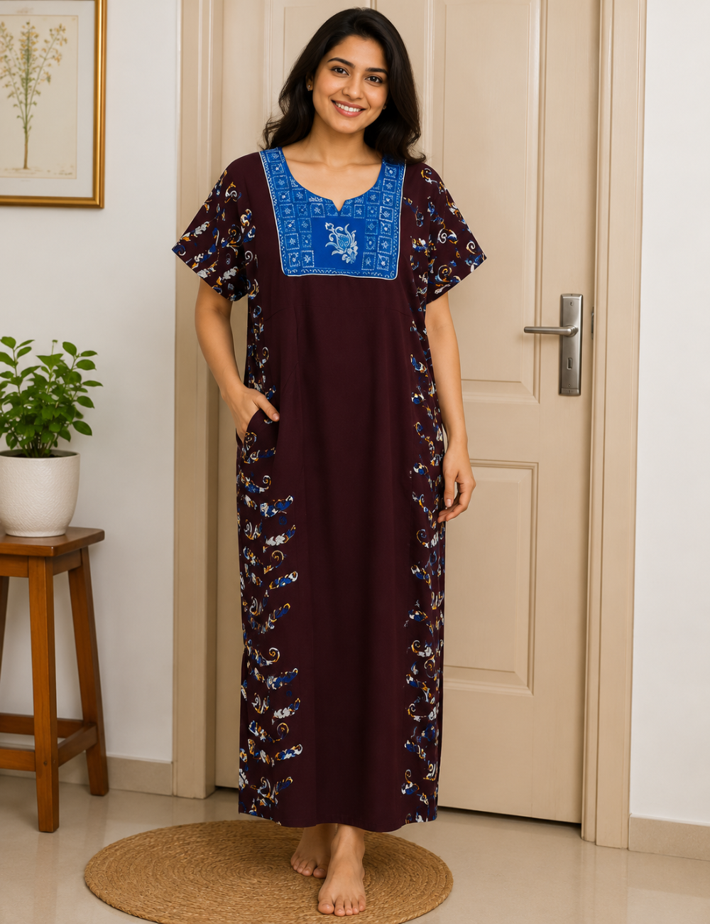 XL -COMBO Embroidery |Ecomomy Plus Nighty |Without Zip | Everyday Comfort Wear