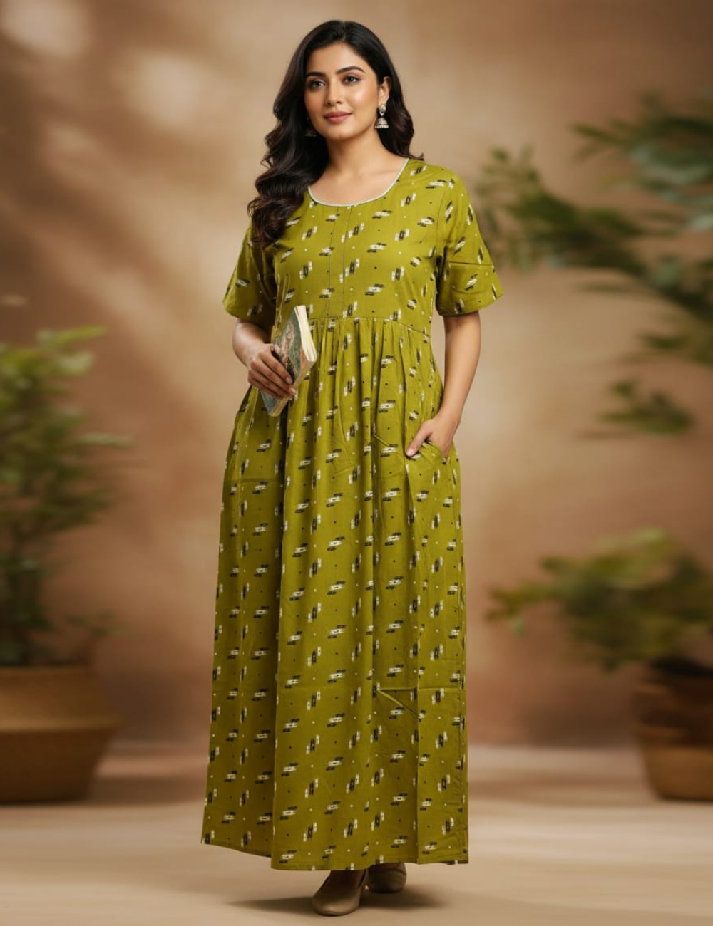 2XL Premium Frock Nighty with Adjustable Side Rope | Soft & Comfortable Daily Wear |Without Zip Pattern