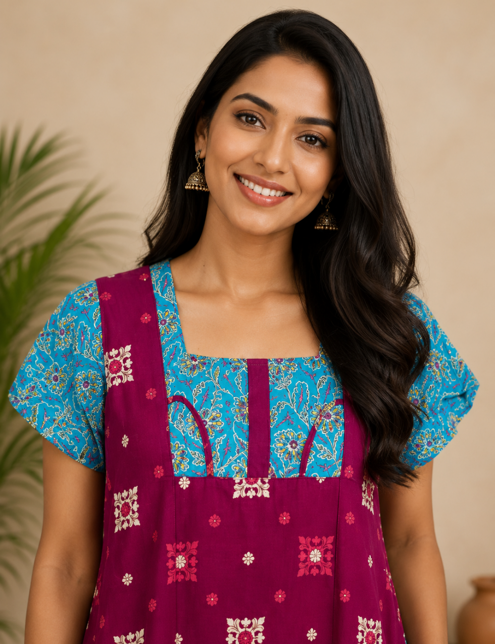 2XL Premium Frock Nighty with Adjustable Side Rope | Soft & Comfortable Daily Wear |Without Zip Pattern