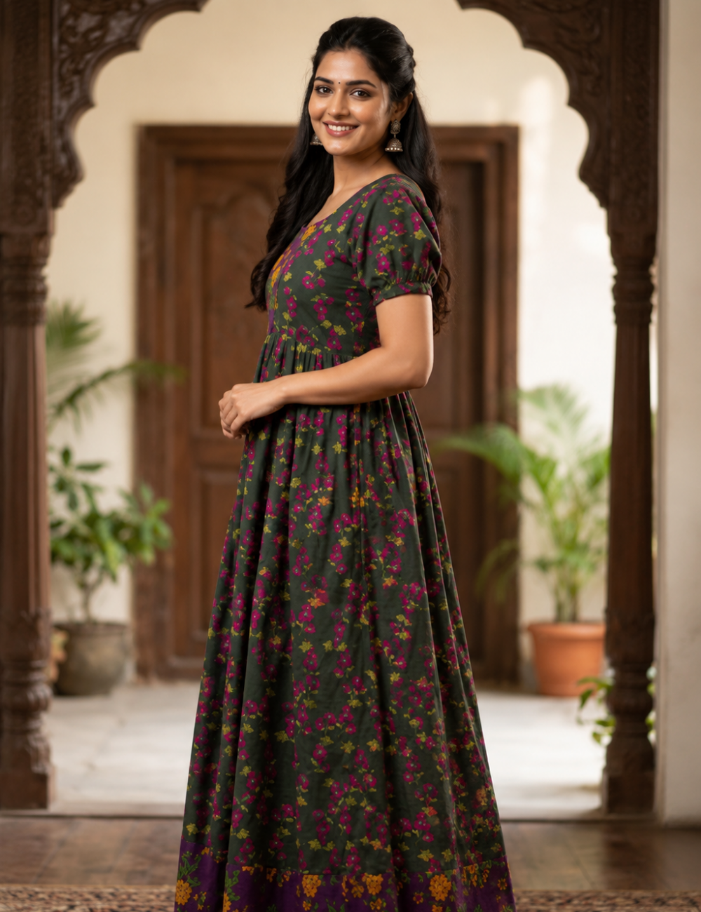 2XL Premium Frock Nighty with Adjustable Side Rope | Soft & Comfortable Daily Wear |Without Zip Pattern