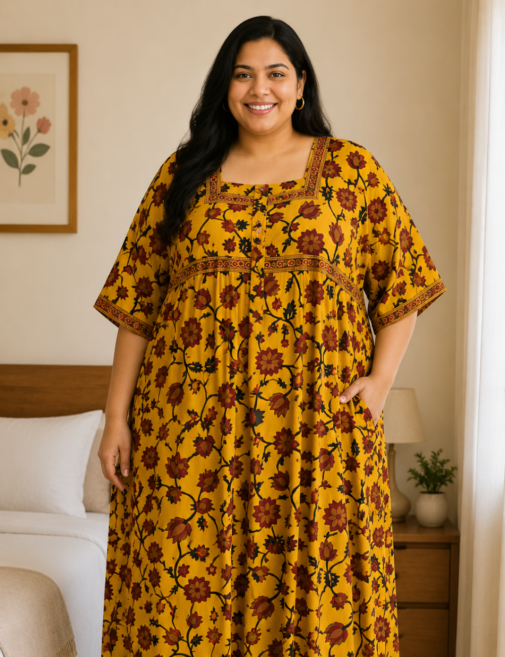 4xl/5XL Premium Jyothi Cotton Printed Nighty for Women | Soft & Breathable Cotton | Relaxed Comfortable Fit
