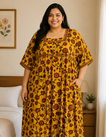 4xl/5XL Premium Jyothi Cotton Printed Nighty for Women | Soft & Breathable Cotton | Relaxed Comfortable Fit